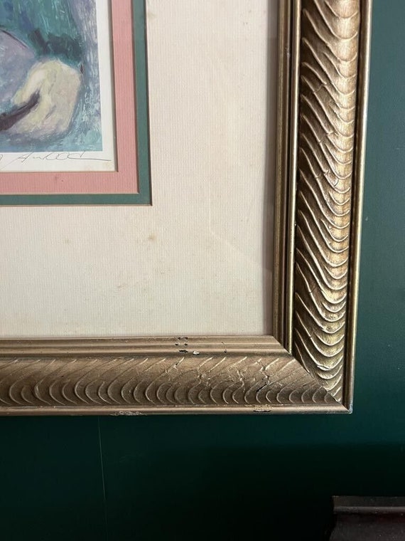 Vintage Barbara Wood Signed Framed Art Print Floral Still