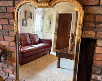 Vintage Gold Gilded Wood Mirror, Large Ornate Victorian French Style