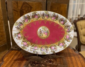 Vintage Shaller Bavaria Porcelain Fragonard Decorative Love Story Plate Serving Dish