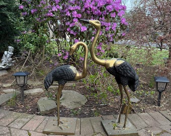 Antique Japanese Bronze Heron on Turtle Statuette Circa 1890