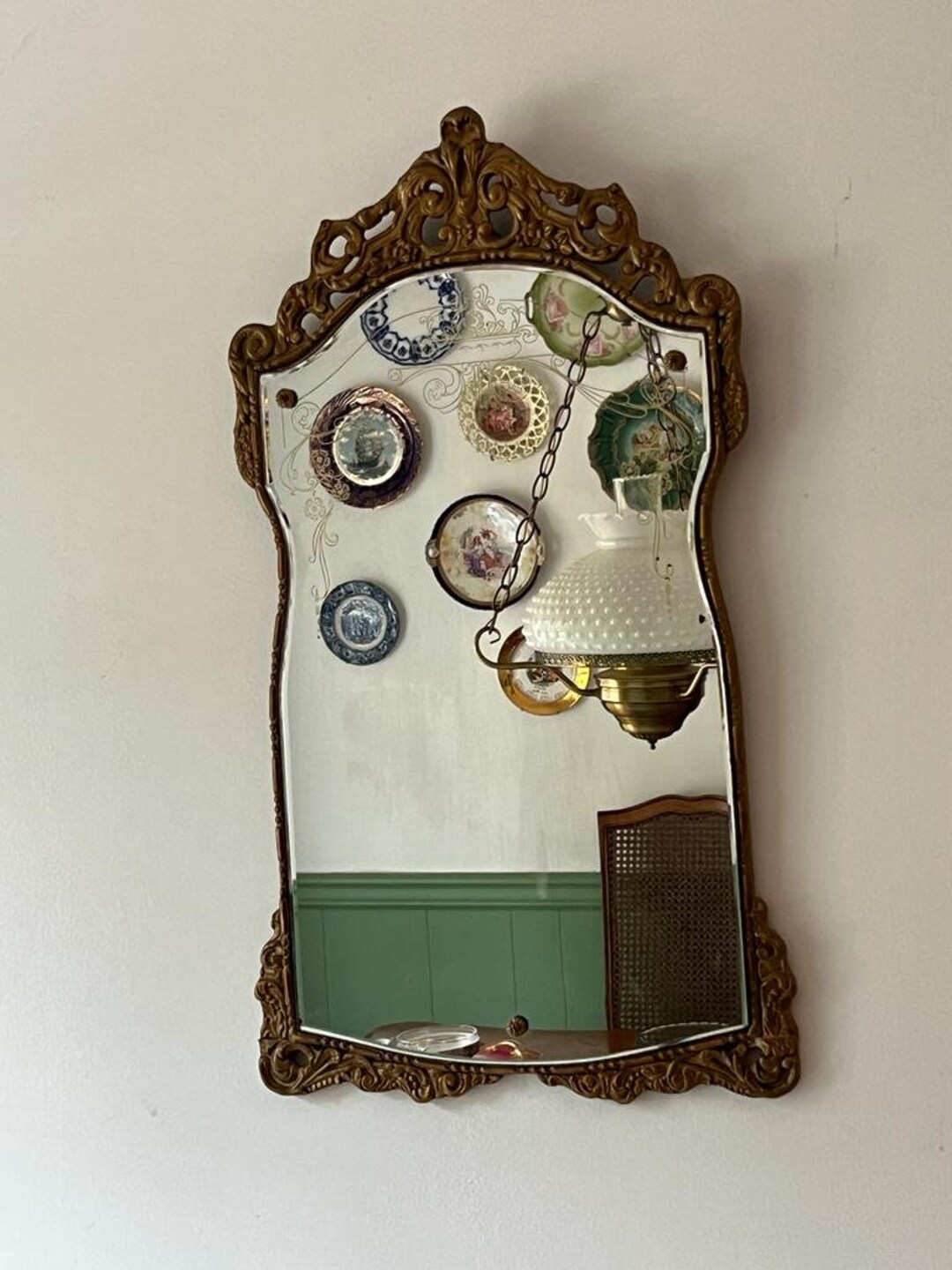 Antique Italianate Mirror / Antique Art Deco Arched Etched Glass Wood Wall Mirror - Etsy