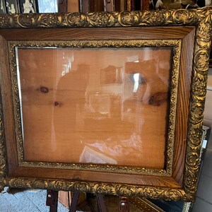 Vintage Ornate Empty Wood Frame with Glass Wood and Gilt Picture Frame Glass Front Decorative Wall Frame Artwork Included Wall Decoration