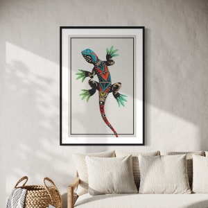 Alebrije Lizard - Colorful Aztec Native Print - Aziona Desert Lizard