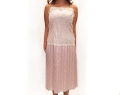 Vintage 1980s Scott McClintock Pale Pink Drop Waist Midi Dress With Lace Details