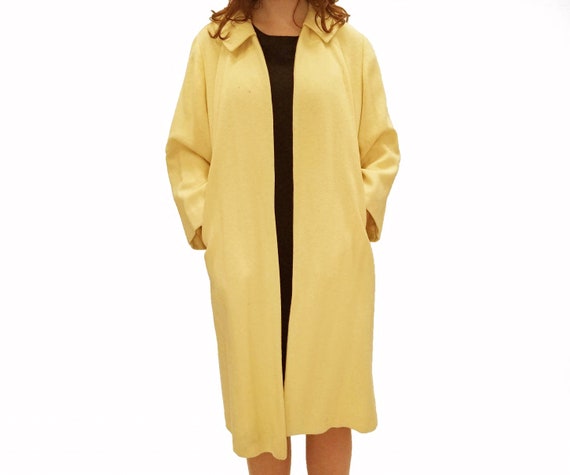 Vintage 50s Yellow Overcoat with Oversized Collar