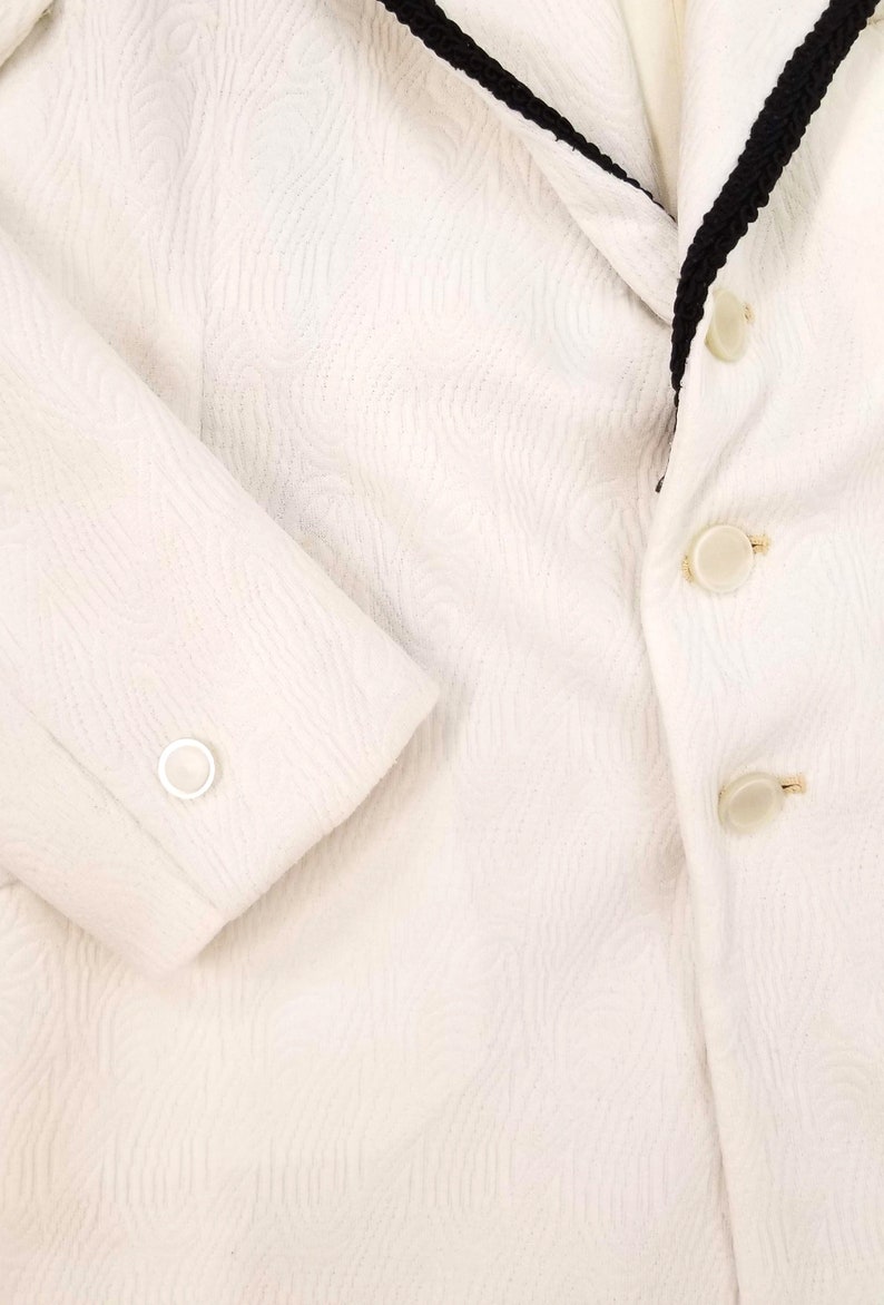 Vintage 1970s Boys Cream and Black Jacket with Velvet Collar