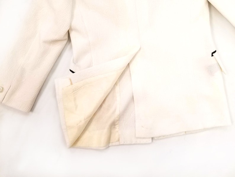 Vintage 1970s Boys Cream and Black Jacket with Velvet Collar