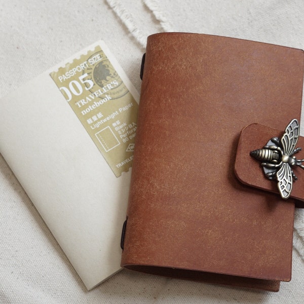 Pueblo Camel Bee Lock Refillable Journal Passport Size with Canvas Zipper Cloth