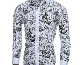 Men's cotton shirts, men's formal shirts, men's floral formal pure cotton button down shirt