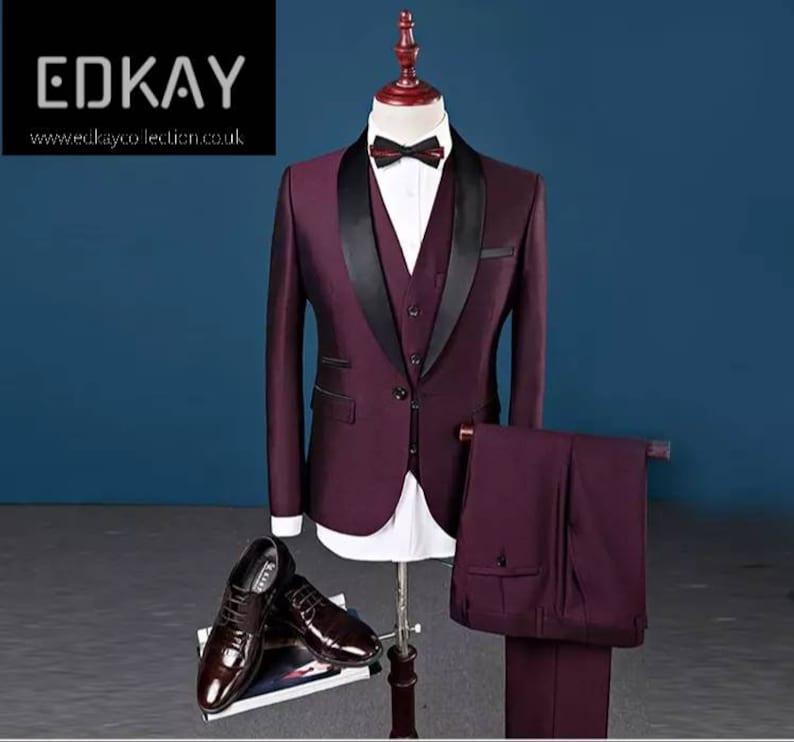 groomsmen/'s suits party suits with waistcoat and blazer tuxedo suits White men/'s 3 piece wedding suits also in navy blue and burgundy