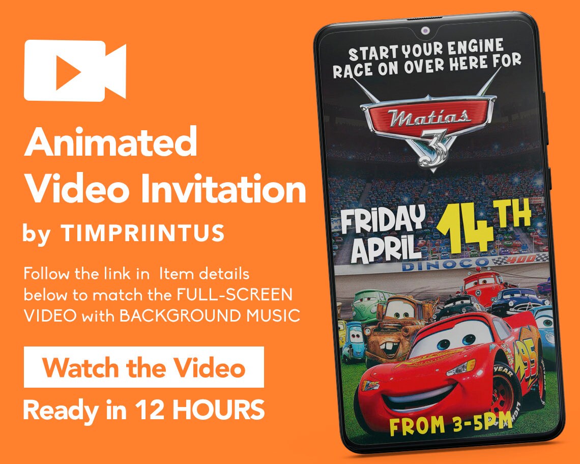 Electronic Cars Invitation, Cars Video Invitation, Cars Birthday Invi…