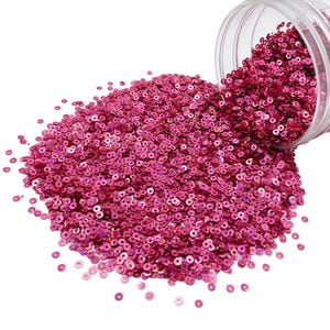 Embroidery Beads Hologram Flat Round Sequins 3mm, 200 Grams - Light Pink, Making Embroidery Craft DIY Work Jewellery