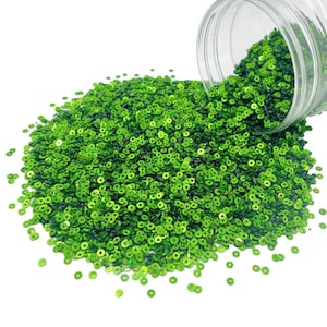 Embroidery Beads Metallic Flat Round Sequins 3mm, 200 Grams - Lime Green, Making Embroidery Craft DIY Work Jewellery