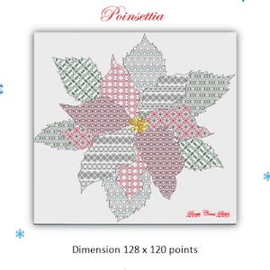 POINSETTIA - Cross stitch and blackwork pattern