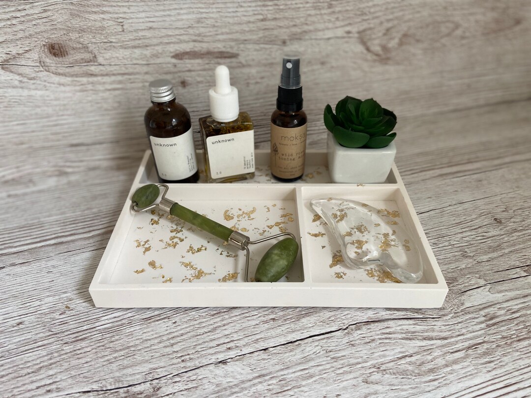 Natural and Gold Vanity Tray Jewellery Organiser Cosmetic Organiser