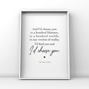 Te elegiría / en cien vidas / regalos para San Valentín / decoración de dormitorio / arte de pareja de enamorados