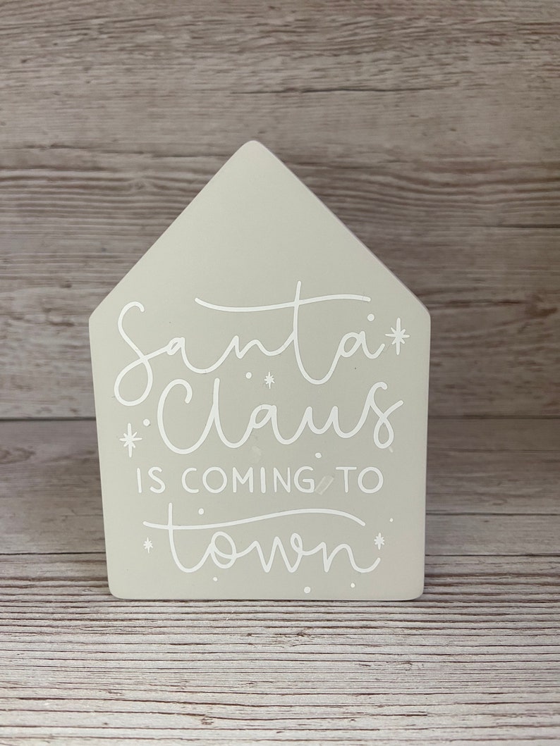 Santa Claus is coming to town concrete home sign festive home decor Christmas gifts Christmas decorations Christmas interior image 4