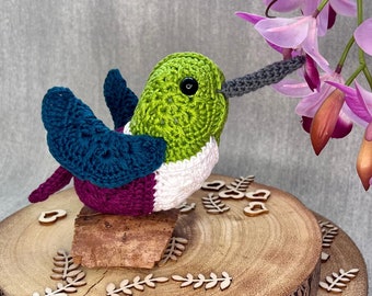 Colibri au crochet, idée de crochet de miel le colibri, animaux au crochet de fleurs africaines, oiseau au crochet pdf, téléchargement numérique PDF