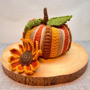 Haakpatroon gestreepte pompoen voor Halloween, herfst, herfst.  pdf digitaal.   gratis haakgids inbegrepen.