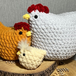 Chicken Crochet  Pattern, 3 different sizes, free how to crochet guide- Crochet pdf - fun/easy to make  -  made with any wool/yarn, Aldi