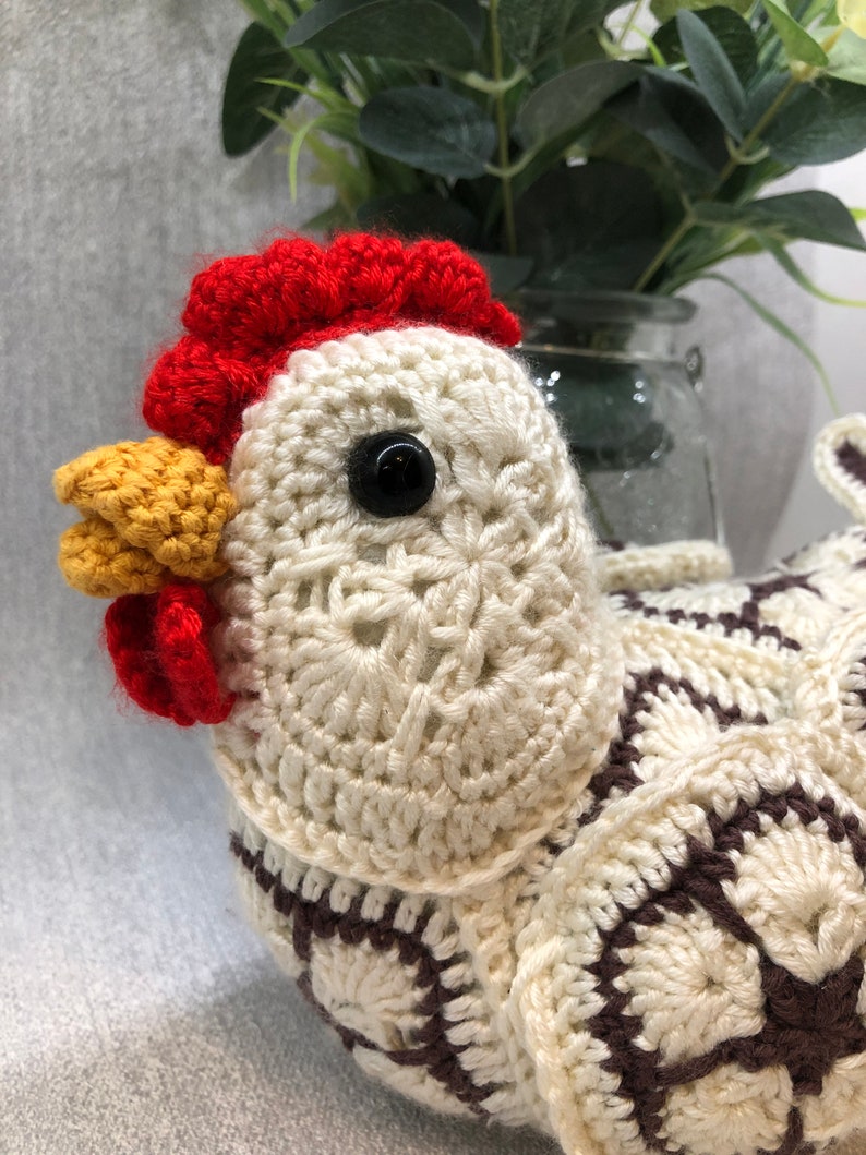 Crochet pattern chicken, african flower crochet chicken, crochet chicken pdf pattern, fun To make, PDF Digital Download, Perfect Gift image 4