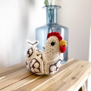 Crochet pattern chicken, african flower crochet chicken, crochet chicken pdf pattern, fun To make, PDF Digital Download, Perfect Gift image 1