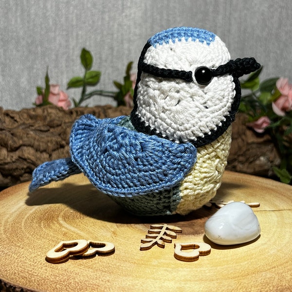 Crochet Pattern,  Mini Crochet Blue Tit- Quick Fun crochet -  African Flower Crochet - PDF Digital Download , like granny squares but differ