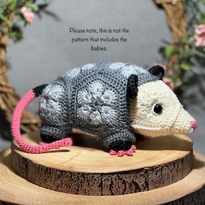 Crochet Pattern of Blossom the Opossum (NO BABIES, possum toy, make your own opossum, african flower crochet pattern of opossum doll