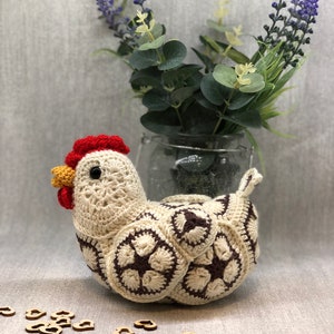 Crochet pattern chicken, african flower crochet chicken, crochet chicken pdf pattern, fun To make, PDF Digital Download, Perfect Gift image 5