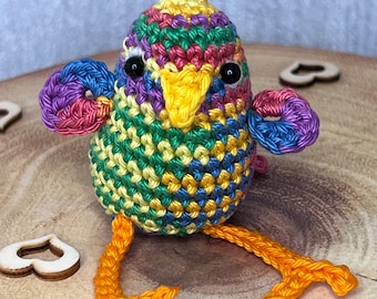 Crochet Pattern Parrot - Crochet pride -  Keyring - small rainbow parrot - stash buster- PDF Digital Download - Perfect Gift to make