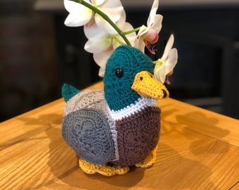 Crochet Pattern Original Large Mallard Duck --  African Flower Crochet - Make Your Own Duck - PDF Digital Download - Instant Download