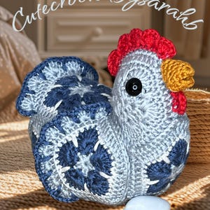 Chicken Crochet  pattern - crochet idea-  African flower crochet - egg laying chicken - pdf digital - unique gift - festive - country - farm