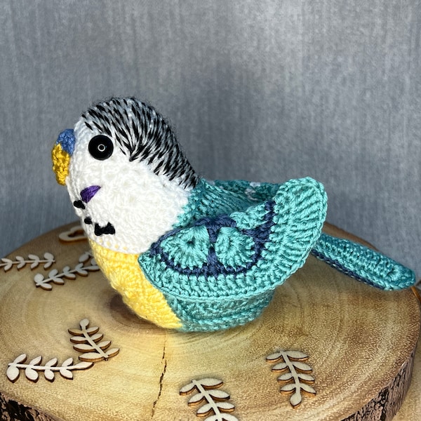 Crochet Pattern budgie parakeet parrot-  African Flower Crochet Budgerigar-  Bruce the Budgie- -PDF Digital Download - Instant Download