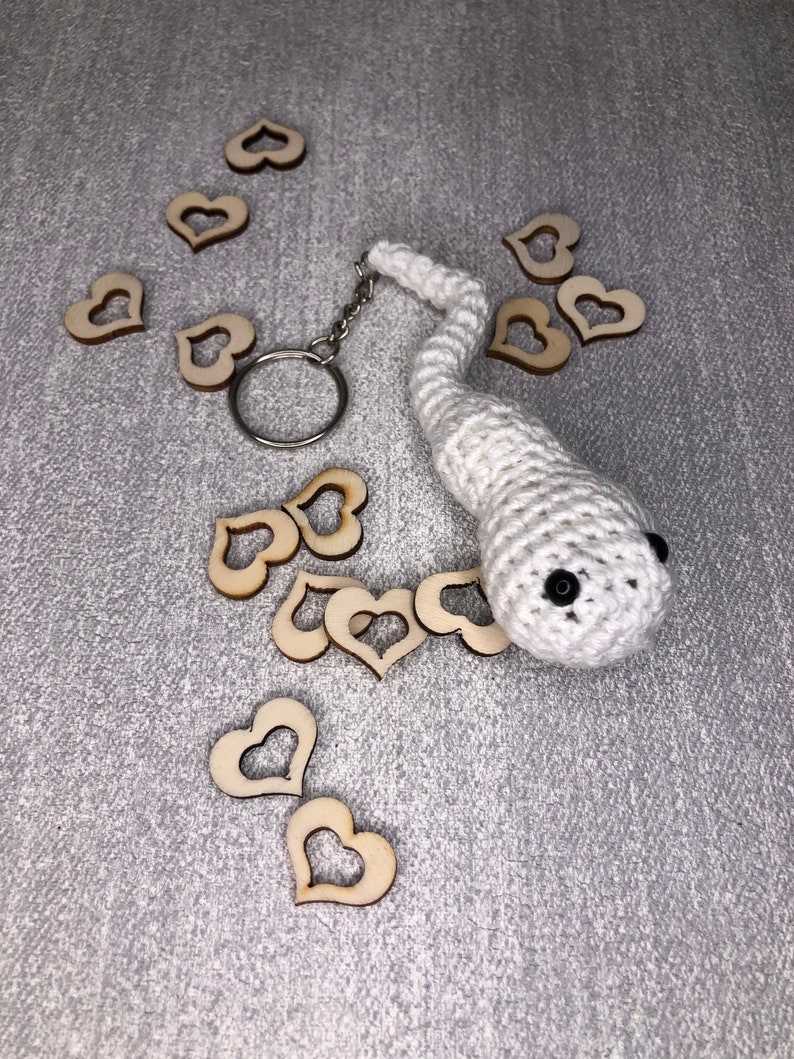 Crochet pattern Sperm with sock keyring, novelty , Semen, Fertility, Joke/Adult Gift, Kawaii, amigurumi, easy beginners crochet pattern image 3