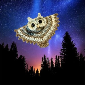 Merlin the African flower crochet owl pattern. Beginners guide included. Easy, stunning results. Instant  pdf. Random acts appropriate