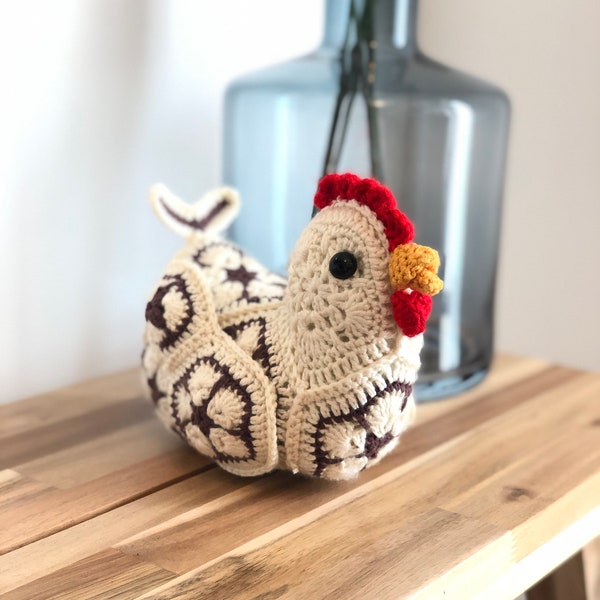 DIY Crochet Kit - Summer project - Birthday gift -  Chicken - Craft Kit - Crochet Kit - Crochet Gift - African Flower Crochet Kit