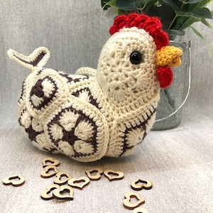 Crochet pattern chicken, african flower crochet chicken, crochet chicken pdf pattern, fun To make, PDF Digital Download, Perfect Gift image 2