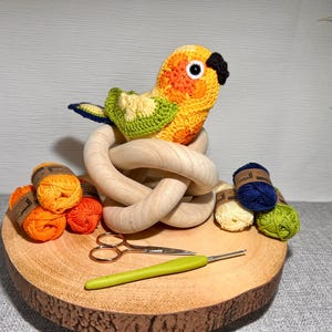Sun Conure Crochet Pattern -  African Flower Crochet - Parrot crochet doll -  PDF Digital Download - Instant Download