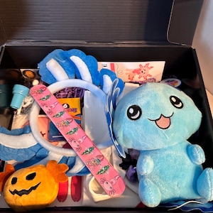 Axolotl Halloween Boo Box: Plush Ears Headband, Tote Bag, Stickers