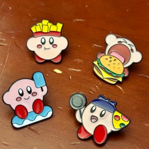 Kirby Foodimal Enamel Pins: Collectible Foodie Set