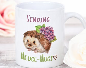 Sending Hedge-Hugs Mug | Hedgehog Gift | Hedgehog Coffee Mug | Spring Coffee Mug | Cute Woodland Hedgehog Lover Gift for Her Birthday Mug