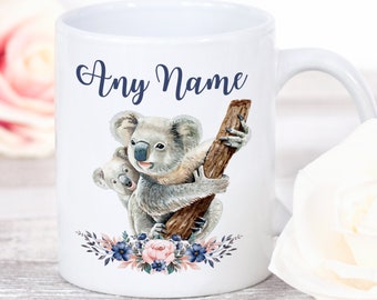 Koala Tasse | Beliebiger Name | Koala Geschenke für Frauen | Koala Kaffeetasse | Koala Kaffeetasse | Personalisiertes Koala Geschenk | Koala Liebhaber Geschenk