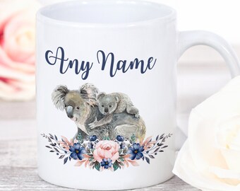 Koala Becher | Beliebiger Name | Koala Geschenke für Frauen | Koala Kaffeebecher | Koala Kaffeetasse | Benutzerdefinierte Koala Geschenk | Koala-Liebhaber-Geschenk