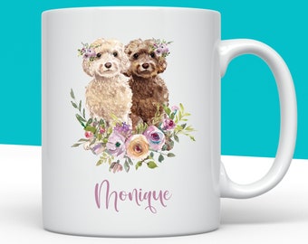 Personalised Cockapoo Mug, Floral Cockapoo Gift, Cute Cockapoo Mug Dog Lover Gift, Dog Christmas Mug, Cockapoo Gift for Owners, Christmas