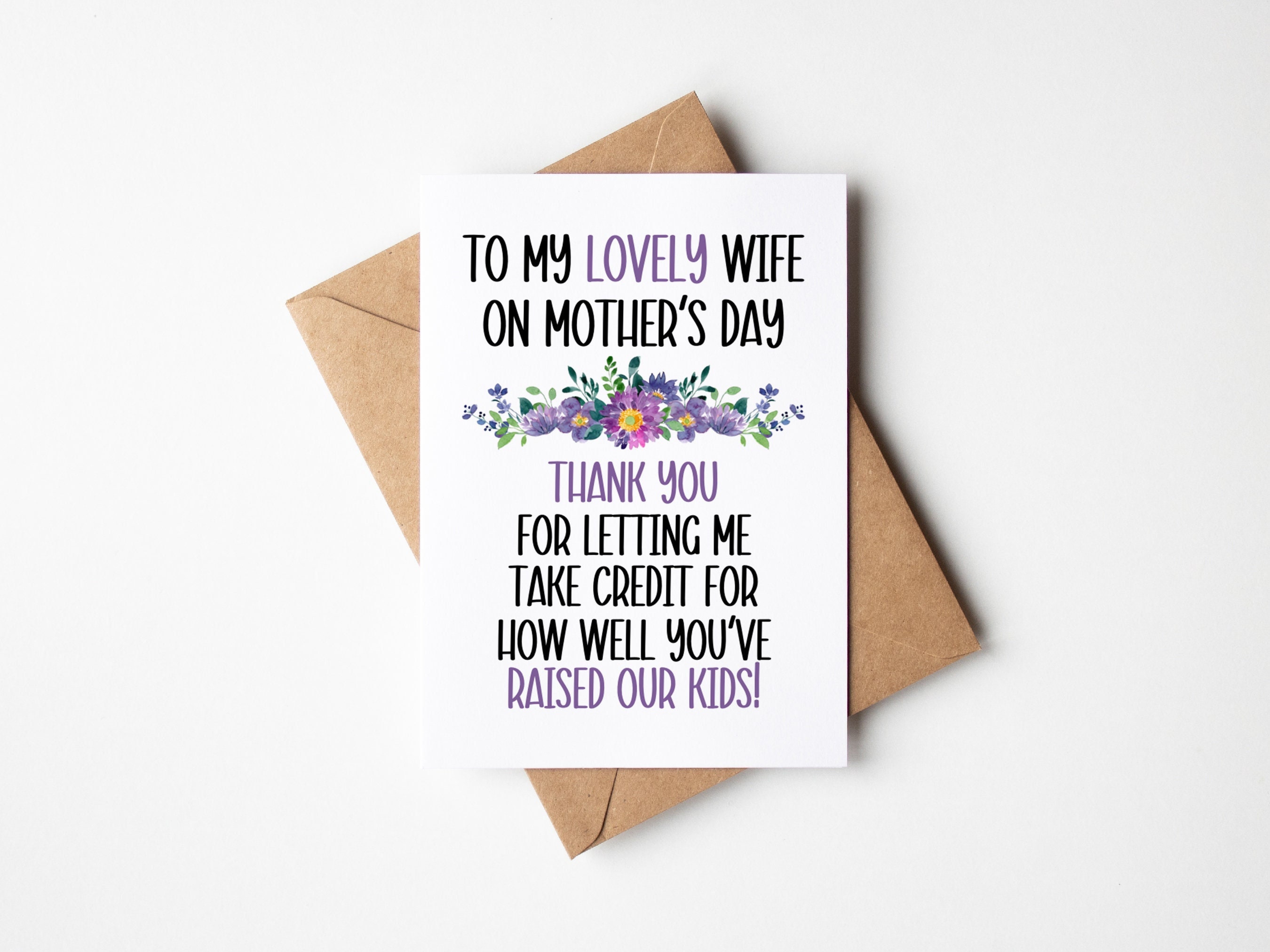 Thank You Mother's Day Card for Wife Card for Wife Funny - Etsy