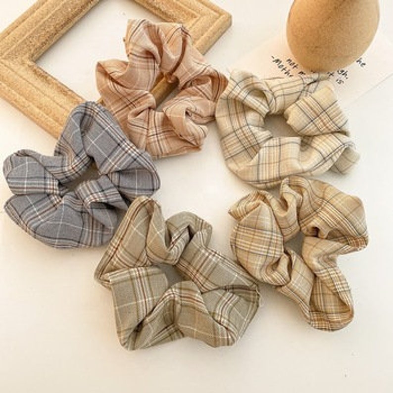 Creaseless Hair Tie Handmade Cute Hair Elastic Fast Shipping Retro Plaid Hair Scrunchies For Her Hair Elastic