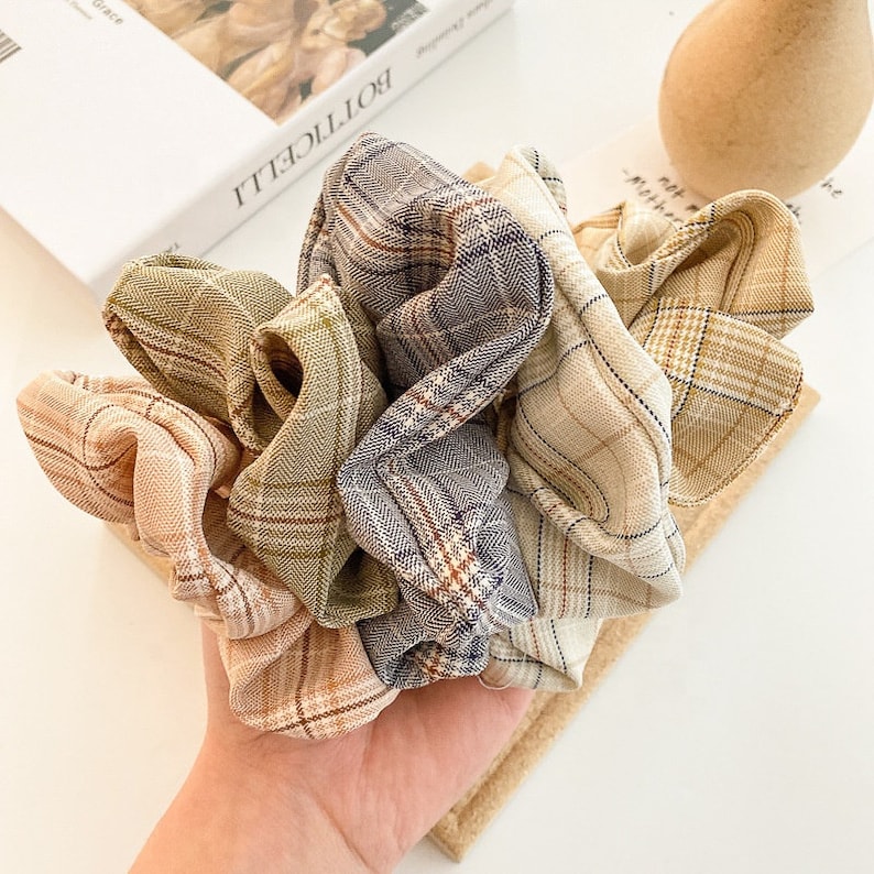 Creaseless Hair Tie Handmade Cute Hair Elastic Fast Shipping Retro Plaid Hair Scrunchies For Her Hair Elastic