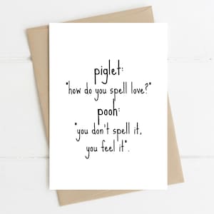 How Do You Spell Love Print, Freundschaftskarte, Geschenkkarte, Liebesgrußkarte, Geschenk für Freund, Freundin, Winnie The Pooh Zitat, A6 Karte
