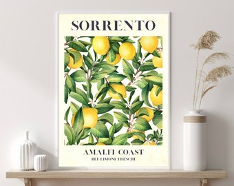 Sorrento Lemon Amalfi Wall Art Print, Modern Art, Kitchen Wall Print, Home Decor, Gift Ideas, Wall Prints, Posters, Wall Art, Kitchen
