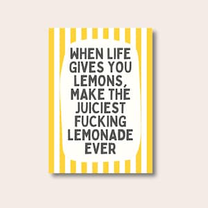 Impresión de pared de cocina con cita divertida, impresión Cuando la vida te da limones, impresión de pared de cocina, decoración del hogar de la cocina, póster de tipografía moderna, arte de pared